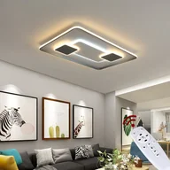 Oprawy, klosze i abażury - Lampa sufitowa LED 9641CFX 90 * 60cm z pilotem Regulacja barwy/jasności światła Klosz akrylowy biało-szary (9641+CFX, 90x60 cm 224W) - miniaturka - grafika 1