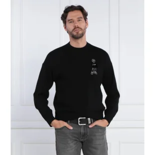 Emporio Armani Wełniana bluza PULLOVER - Bluzy męskie - miniaturka - grafika 1