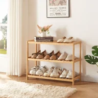 Szafki na buty - [en.casa] Stojak na buty Dammfleth z 3 półkami Organizer na buty 55 x 67,5 x 27 cm Bambus do przechowywania butów - miniaturka - grafika 1