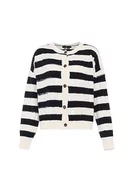 Swetry damskie - faina Damski mały pachnący cekinowy kardigan w paski wełniany biały rozmiar XL/XXL, biały (wollweiss), XL - miniaturka - grafika 1