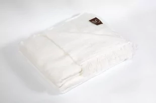 Koc bawełniany akrylowy 150x200 0293/45 biały śnieżka narzuta pled wykończony frędzalmi - Koce - miniaturka - grafika 1