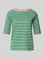 Koszulki i topy damskie - T-shirt o kroju regular fit z czystej bawełny ze wzorem w paski - miniaturka - grafika 1