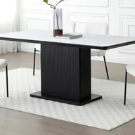 Stoły - Stół do jadalni dla 6 osób z ceramiki i MDF - Efekt białego marmuru i Czarny - LAOMINIA - miniaturka - grafika 1