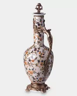 Zabawki kreatywne - Porcelanowy Dzbanek Karafka na Wino Biały w Kwiaty z Syreną z Brązu - miniaturka - grafika 1