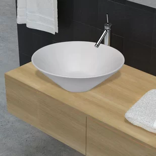 vidaXL vidaXL Zlew łazienkowy, biały, porcelanowa okrągła misa umywalka - Umywalki - miniaturka - grafika 1