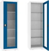 Meble i wyposażenie gabinetów medycznych - NSML.101.9010.5010 szafa lekarska 1-skrzydłowa 1-komorowa biało-niebieska - miniaturka - grafika 1