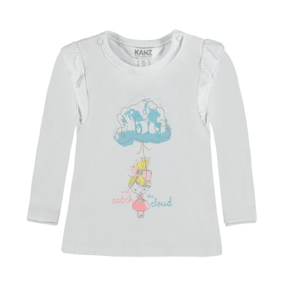 Dziewczęca Bluzka Z Długim Rękawem, biały, rozmiar 62