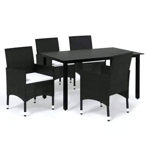 Komplet mebli ogrodowych czarny, stół 150x90x74 cm, krzesła 53x58x84 cm