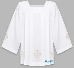 Komża kapłańska haftowana - wzór: Krzyż (srebro/złoto) - Szaty liturgiczne - miniaturka - grafika 1