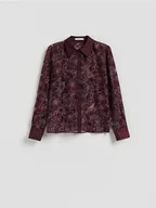 Koszule damskie - Reserved - Koszula z wiskozą - ciemnofioletowy - miniaturka - grafika 1