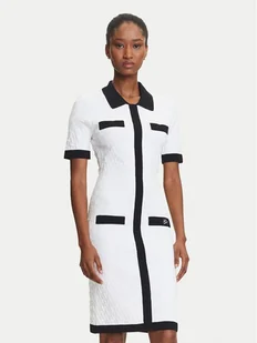 KARL LAGERFELD Sukienka dzianinowa A3W13036 Écru Slim Fit - Sukienki - miniaturka - grafika 1