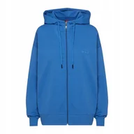 Bluzy damskie - BLUZA damska CAMPUS oversize dresowa ROZPINANA z KAPTUREM niebieska L - miniaturka - grafika 1