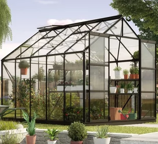 VITAVIA szklarnia ogrodowa URANUS 8300 czarna (8.3 m², 2.57 m x 3.21 m) + baza - Szklarnie ogrodowe VITAVIA szklarnia ogrodowa URANUS 8300 czarna (8.3 m², 2.57 m x 3.21 m) + baza - Szklarnie ogrodowe - miniaturka - grafika 1