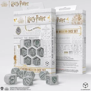 Harry Potter Slytherin, Zestaw nowoczesnych kości do gry, biały Q-Workshop - gra - Akcesoria do gier planszowych - miniaturka - grafika 1