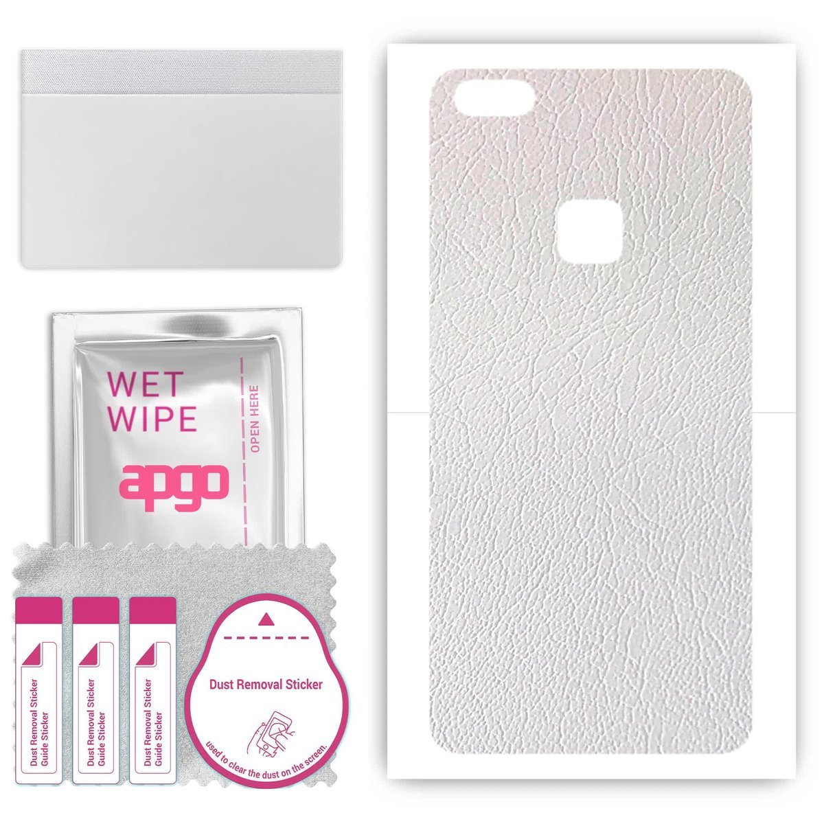 Folia naklejka skórka strukturalna na TYŁ do Huawei P10 Lite - Skóra Biała - apgo SKINS