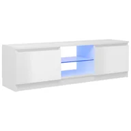 Szafki RTV - vidaXL Szafka pod TV z oświetleniem LED, biała, połysk, 120x30x35,5 cm - miniaturka - grafika 1
