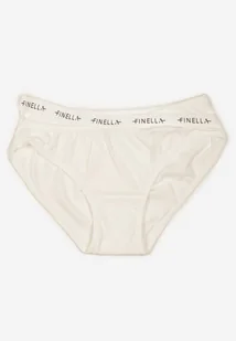 Jasnobeżowe Majtki z Bawełny o Kroju Fig Ozdobione Napisami Zeiara - Majtki damskie - miniaturka - grafika 1