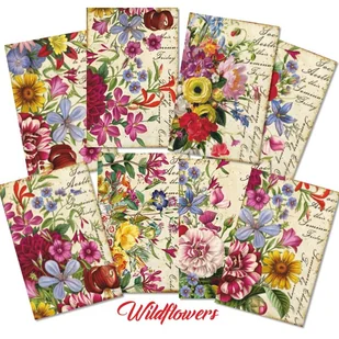 Papiery do Scrapbookingu - Bileciki Prezentowe – Karneciki Zestaw M155 polne kwiaty 24 szt - Scrapbooking - miniaturka - grafika 1