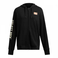 Bluzy damskie - Damska bluza dresowa rozpinana z kapturem Under Armour Project Rock W Hwt Fz Hard At Wrk - czarna - UNDER ARMOUR - miniaturka - grafika 1