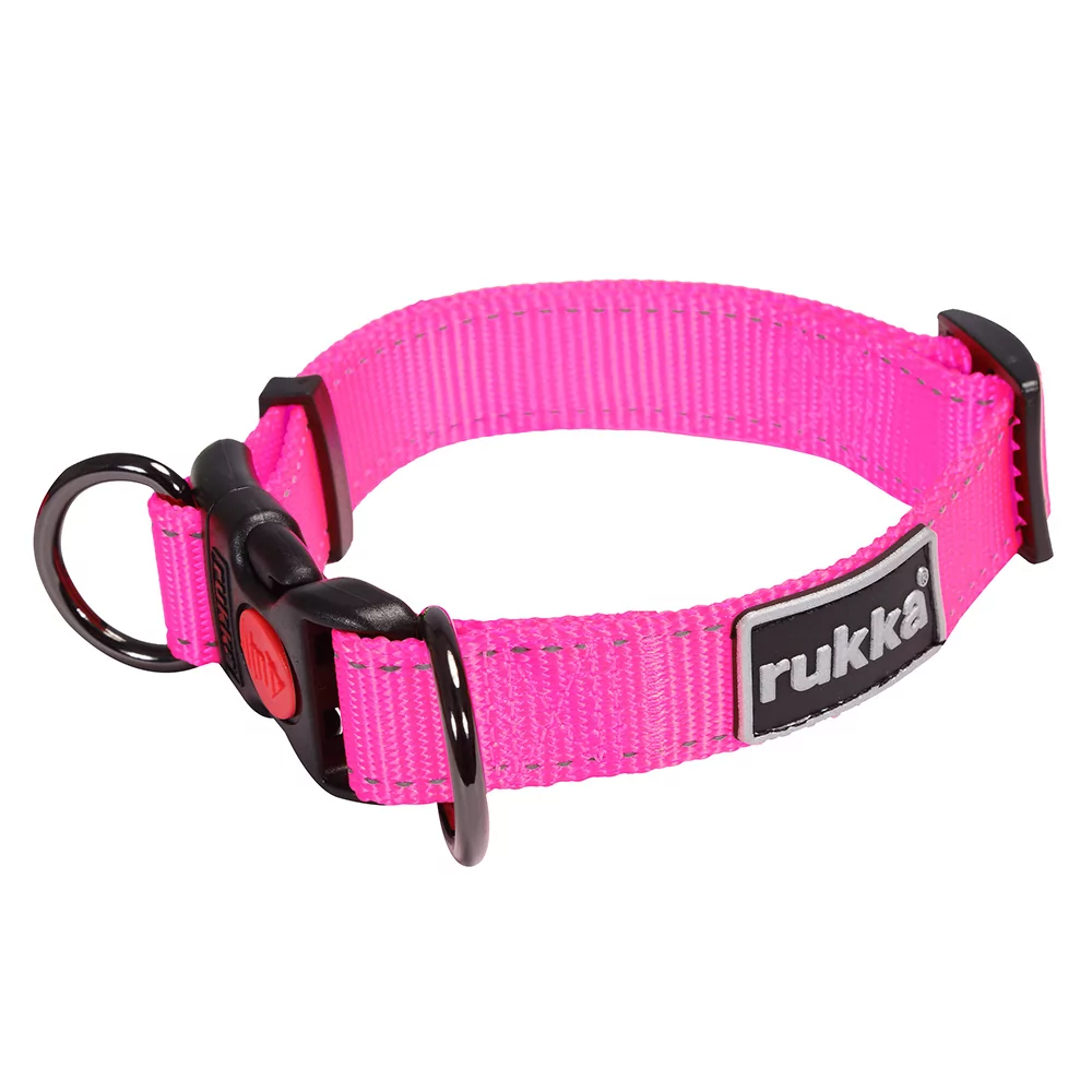 Obroża Rukka® Bliss Neon, różowa - Rozmiar S: obwód szyi 30-40 cm, B 20 mm