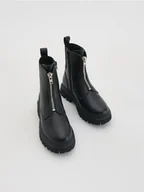 Buty dla dziewczynek - Reserved - Skórzane botki z zamkiem - czarny - miniaturka - grafika 1
