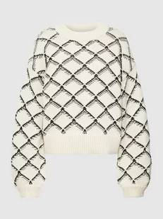 Sweter krótki z dzianiny ze wzorem na całej powierzchni model ‘OLIVIA’ - Swetry damskie - miniaturka - grafika 1
