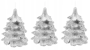 3 x świeczki świąteczne choinka 10 cm cała srebrna - Świece - miniaturka - grafika 1