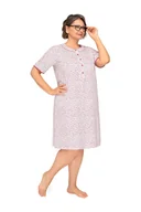 Bielizna nocna - Koszula Nocna Damska M Krótki Rękaw Bawełniana Bordowa Rozpinana Luźna - miniaturka - grafika 1