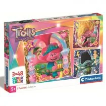Puzzle 3x48 el. Super Kolor Trolls 3 Clementoni - Puzzle - miniaturka - grafika 1