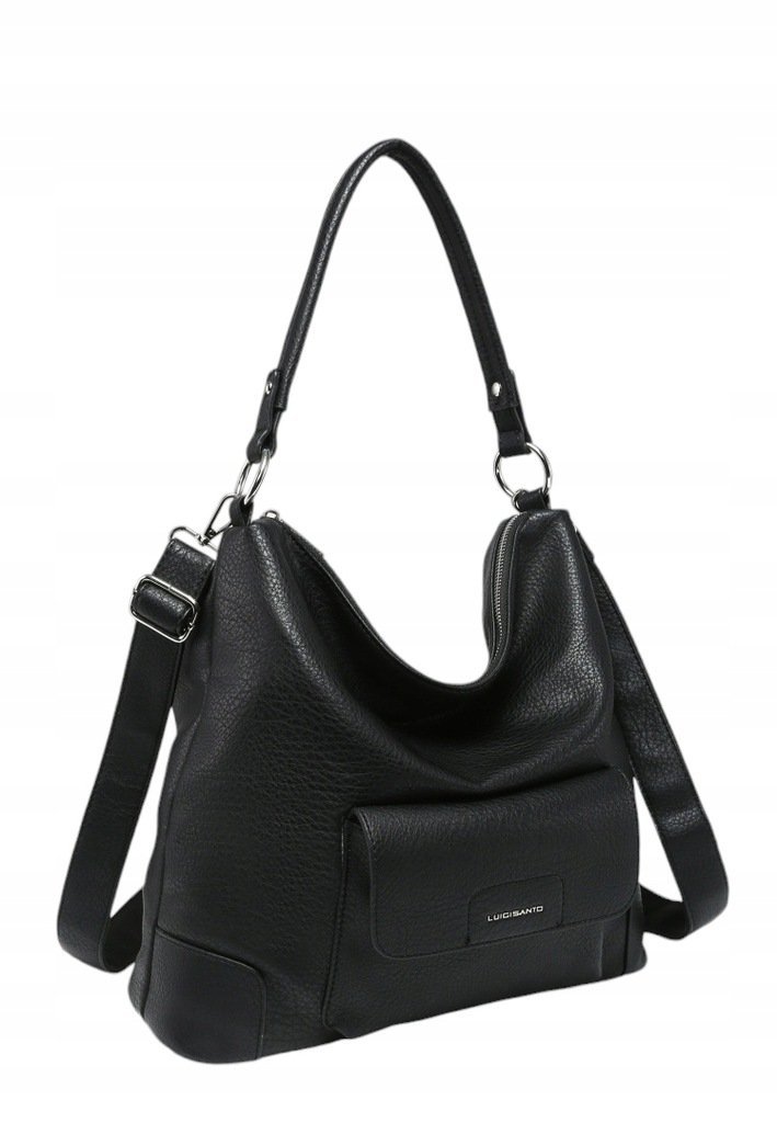 Pojemna Shopperka Torebka Damska Czarna LUIGISANTO V2501 Black