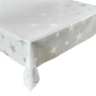 Dwustronny Obrus Plamoodporny Świąteczny Duża Gwiazda Srebrna-160x360 cm - Obrusy i serwetki - miniaturka - grafika 1