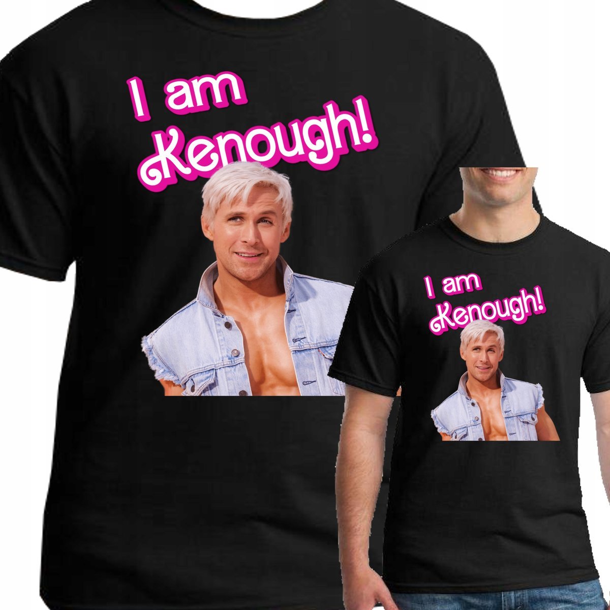 3362 KOSZULKA Barbie I AM KENOUGH KEN XL Film Prezent CZARNY