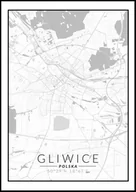 Plakaty - Plakat, Gliwice, Polska mapa czarno biała, 50x70 cm - miniaturka - grafika 1