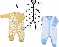 Pajacyki dla niemowląt - Pajac 3-pak OSIOŁEK /Myszka biel/Misie Niebieskie r 74 KLEKLE - miniaturka - grafika 1