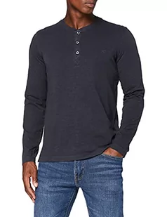 camel active Męska koszulka z długim rękawem Henley z listwą guzikową z bawełny ekologicznej, Ciemnoniebieski (Navy), M - Koszulki męskie - miniaturka - grafika 1