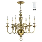 Lampy sufitowe - Żyrandol Cambridge HK-CAMBRIDGE6+6xGS641 Hinkley szklane klosze mosiądz - miniaturka - grafika 1