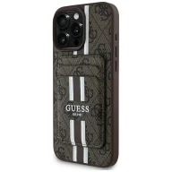 Portfele - Etui Guess 4G Stripes z portfelem Magsafe do iPhone 16 Pro Max brązowy - miniaturka - grafika 1
