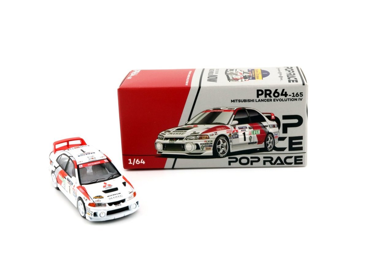POP RACE PR64-165 Mitsubishi Lancer Evolution EVO IV 1997 Catalunya Rally Winner PR640165 1:64