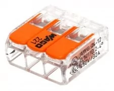 Wago Szybkozłączka 3x0,2-4mm2 transparentna / pomarańczowa 221-413/995-012 /12szt./ 221-413/995-012 - Kostki, złączki, wtyczki - miniaturka - grafika 1