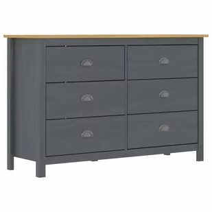 vidaXL Komoda Hill Range, szara, 125x40x80 cm, lite drewno sosnowe - Komody - miniaturka - grafika 1