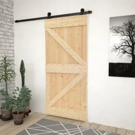 Inne akcesoria dekarskie - shumee Drzwi przesuwne z osprzętem 90x210 cm lite drewno sosnowe - miniaturka - grafika 1