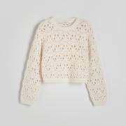 Swetry damskie - Reserved - Ażurowy sweter - Kremowy - miniaturka - grafika 1