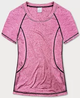 Koszulki i topy damskie - SPORTOWY T-SHIRT DAMSKI RÓŻOWY (A-2158) - MADE IN ITALY - miniaturka - grafika 1