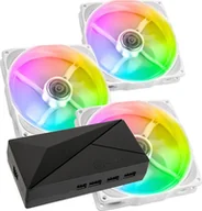 Wentylatory komputerowe - Wentylator Noiseblocker NB-eLoop X B12-P ARGB Biały 3-pack + Hub SilverStone CPL02-E LUBU-049 - miniaturka - grafika 1