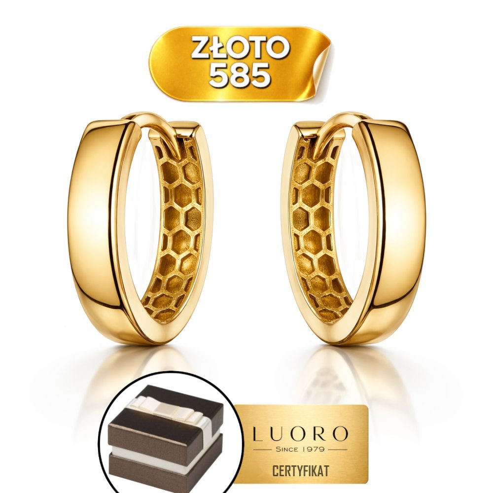 KOLCZYKI ZŁOTE 585 14K OWALNE GŁADKIE AŻUROWE ANGIELSKIE ZAPIĘCIE 12 CM