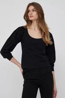 Koszulki i topy damskie - Sisley longsleeve bawełniany kolor czarny - grafika 1
