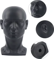 Manekiny wystawowe - Stojak na głowę manekina męskiego model głowy peruka kapelusz okulary (czarny matowy) - miniaturka - grafika 1