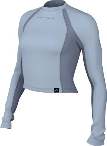 Nike Damski top W Nk Trail Df Ls Top, Lt Armory Blue/Ashen Slate/Ashen Slate, FN4706-440, M