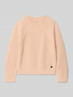 Swetry dla dziewczynek - Sweter z dzianiny z prążkowanymi wykończeniami - miniaturka - grafika 1