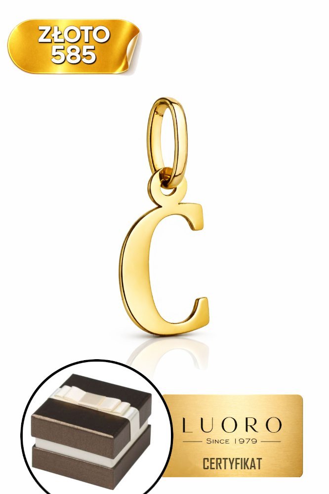 ZAWIESZKA ZŁOTA 585 14K LITERKA C DELIKATNA 1,7 CM ELEGANCKA